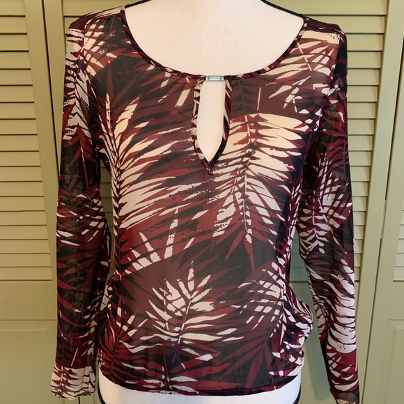 Beautiful Palm Pattern Silk Blouse - Picture 3 of 14